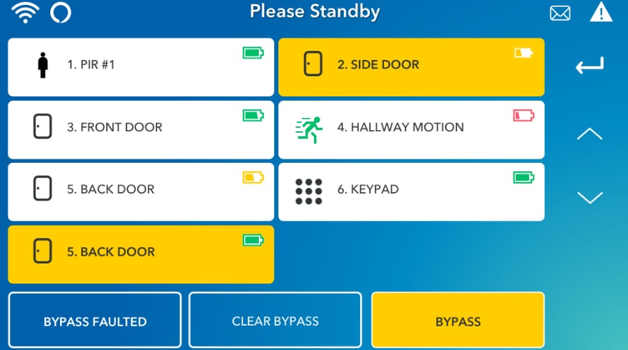 Fort Wayne security system command screen.